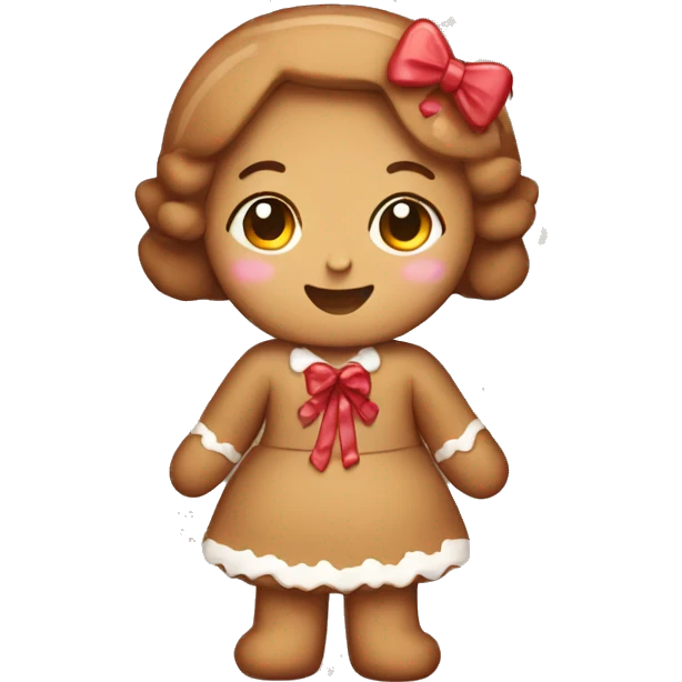 cute gingerbread girl with bows emoji