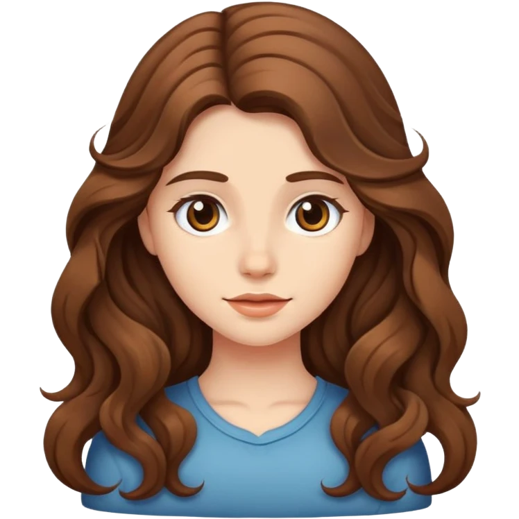 girl with long wavy brown hair and fair skin emoji