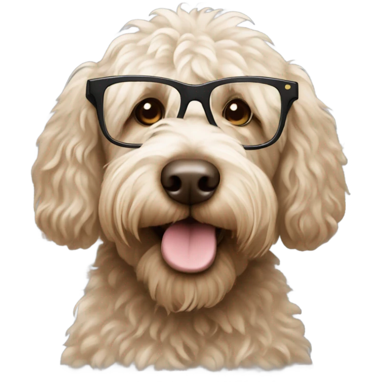 Labrodoodle with glassea emoji