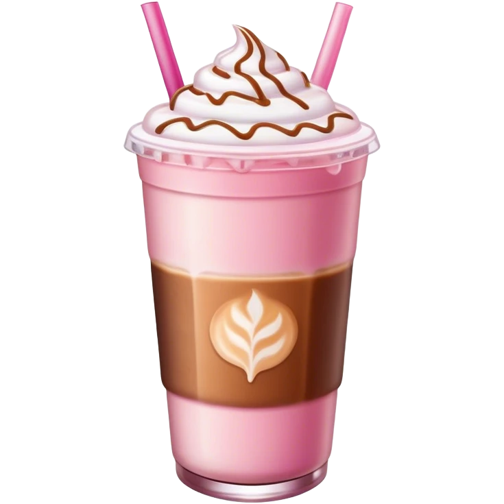 Pink and brown iced latte emoji