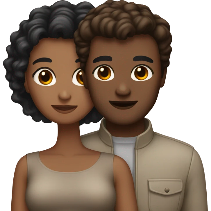Couple with brown and black hair  emoji