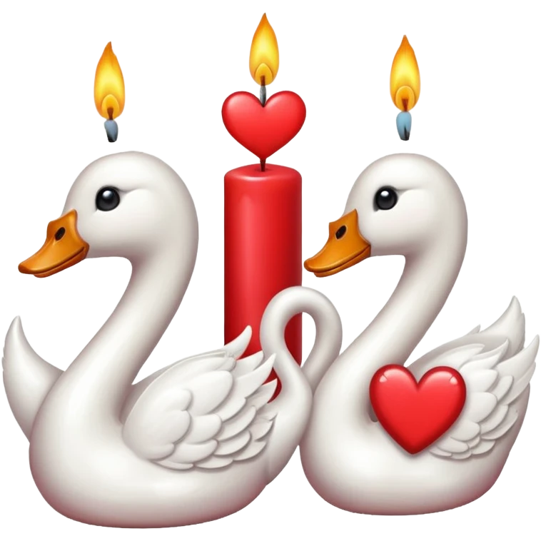 cute bow, heart, swan and candle emojis in deep reddish colour emoji