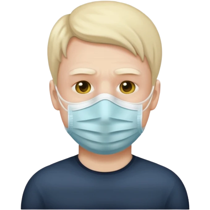 남자가 아파서 입에 마스크 쓴 이모지 emoji