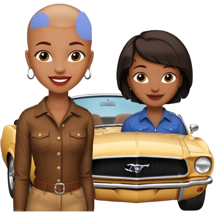 Classic mustang black female shaved head happy birthday emoji