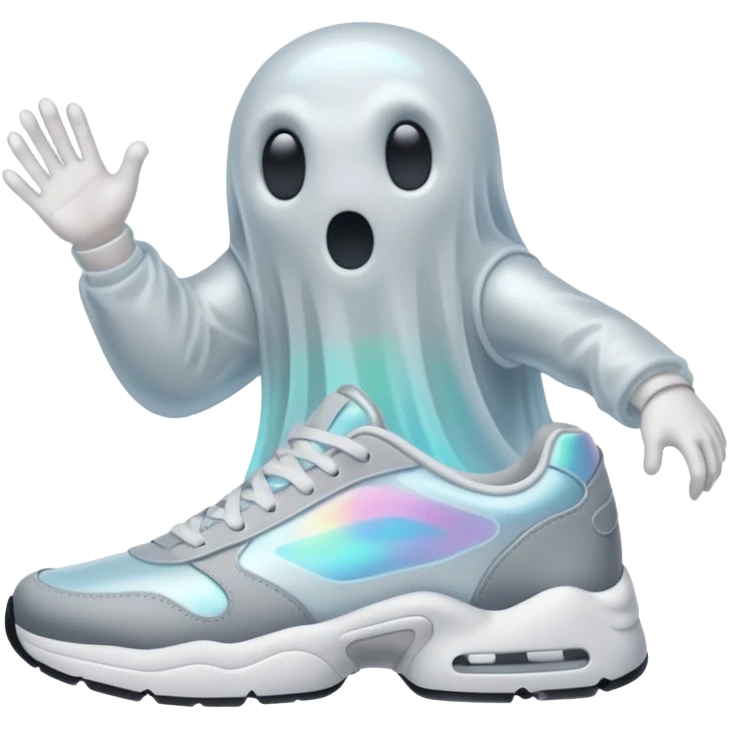 A holographic ghost wearing sneakers emoji