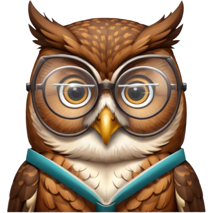 Owl with reading glasses emoji