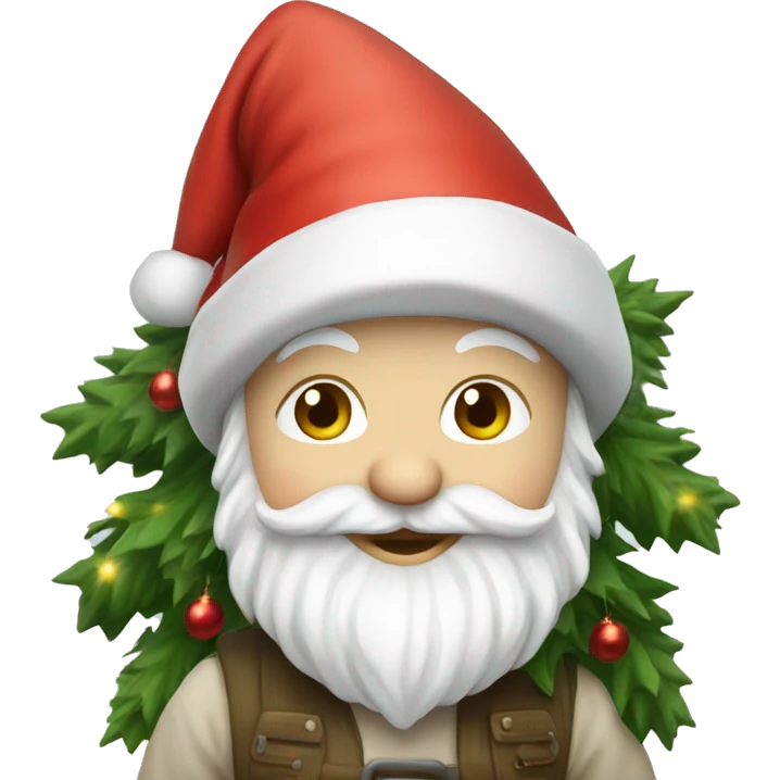 Cute gnome with Christmas tree  emoji