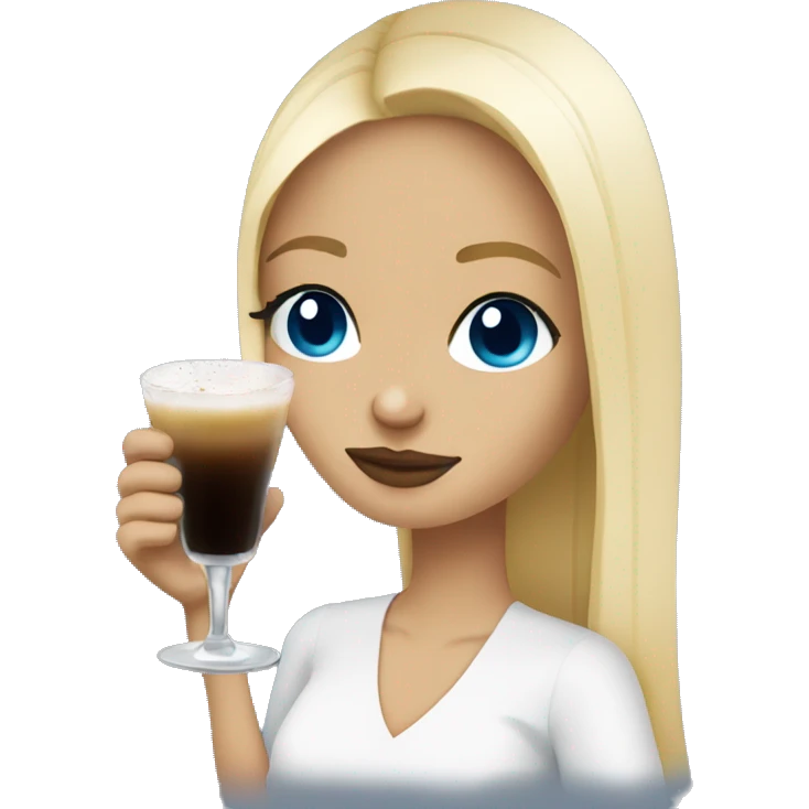 blonde hair blue eye girl drinking espresso martini  emoji