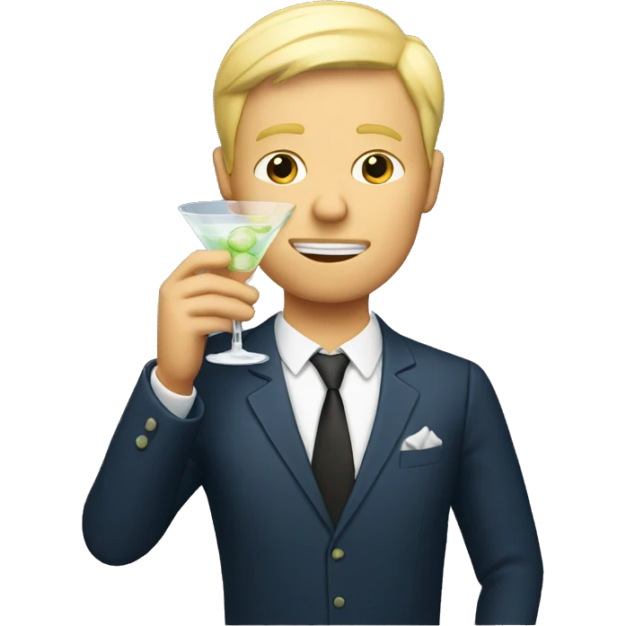 Blond man drinking martini emoji