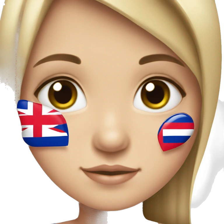 the girl looks at the flag of Thailand and there are like hearts in her eyes emoji