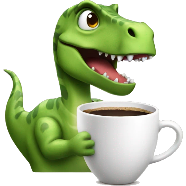 dinosaur drinks coffee emoji