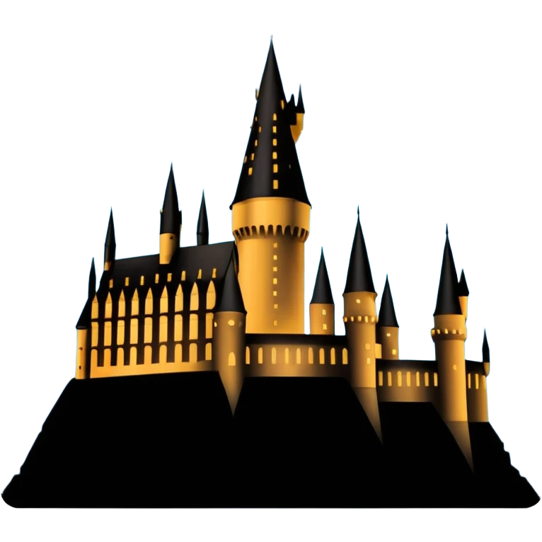 Harry Potter series, Hogwarts castle silhouette with a few stars, outline only emoji