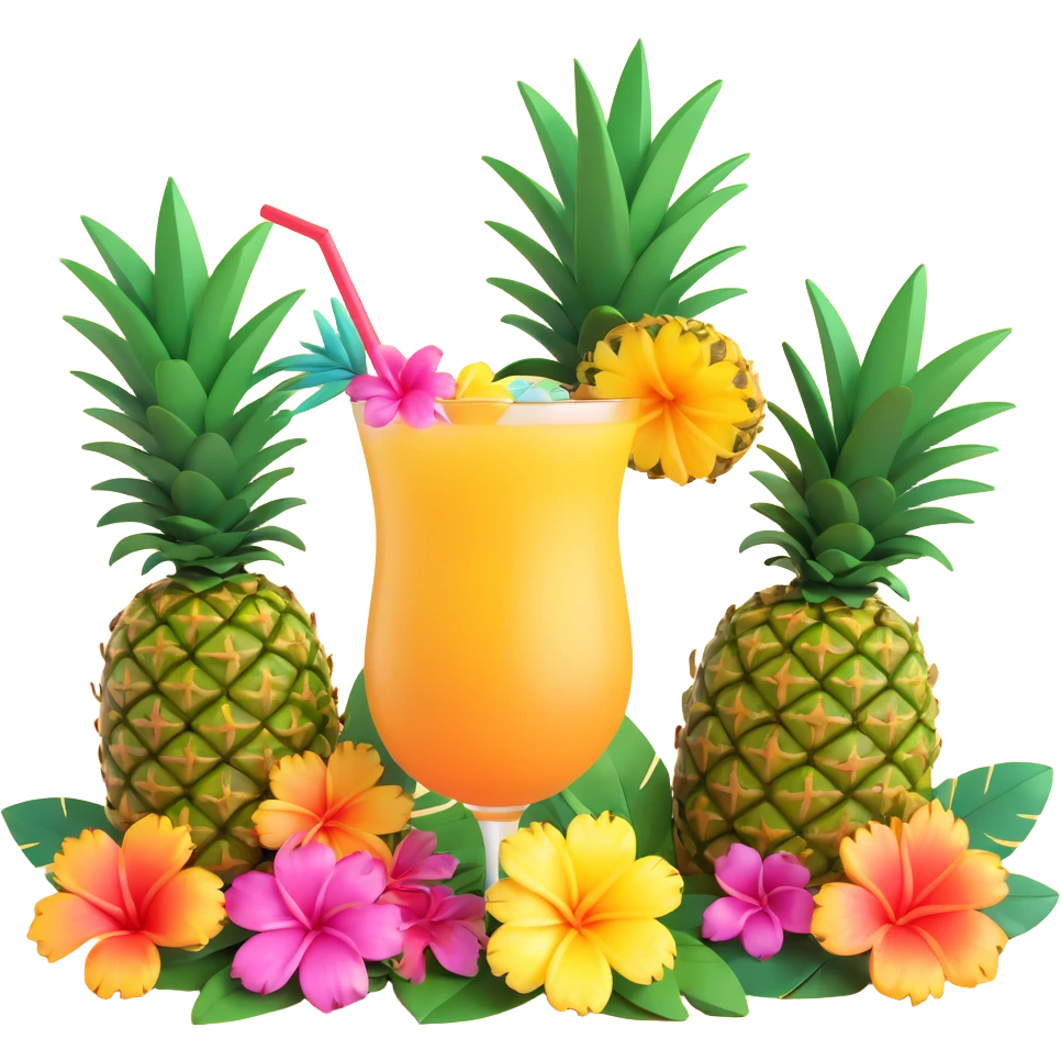 emoji of a Hawaiian cocktail bar, pineapples, leis, island-inspired decorations emoji