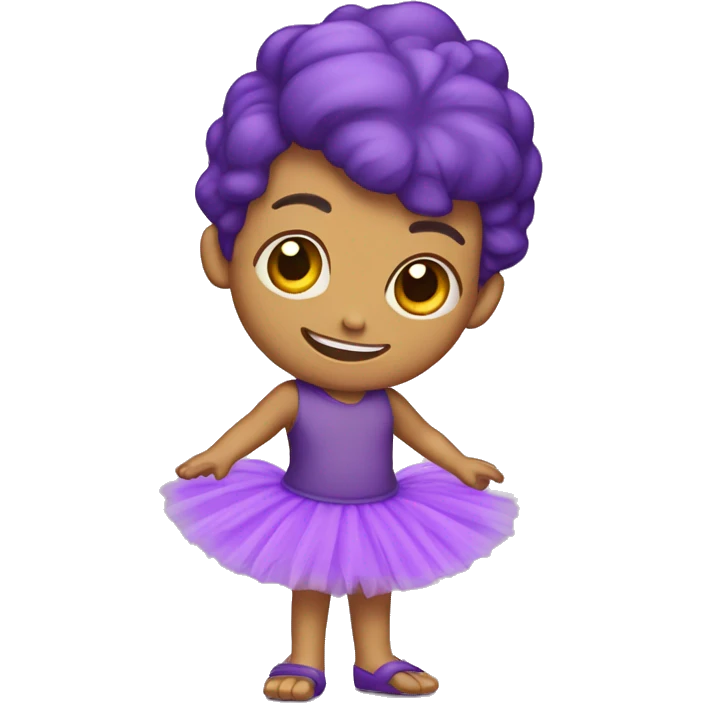 dinosaurio violeta usando tutu emoji