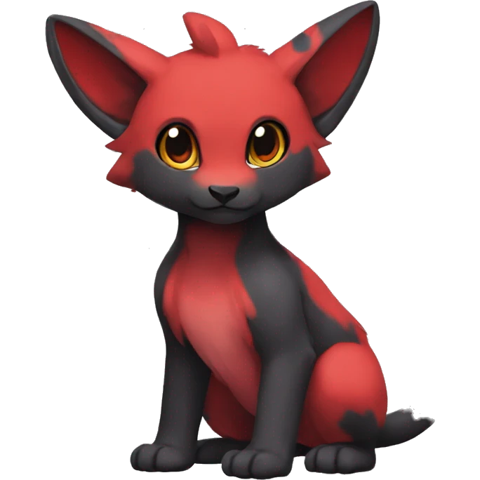 Cute cool black red animal hybrid Fakemon full body emoji