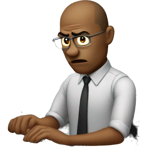 Office worker typing on computer looking angry  emoji