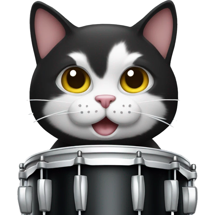 Tuxedo cat drummer emoji