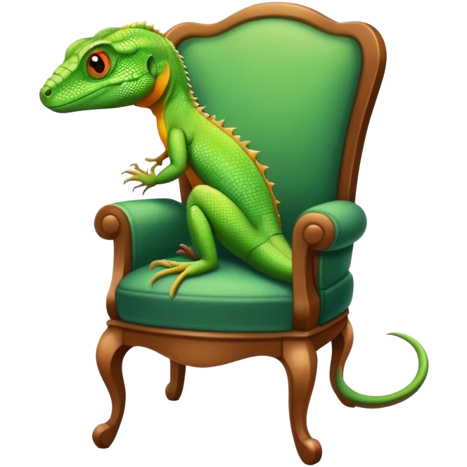 The lizard is sitting on the chair. emoji
