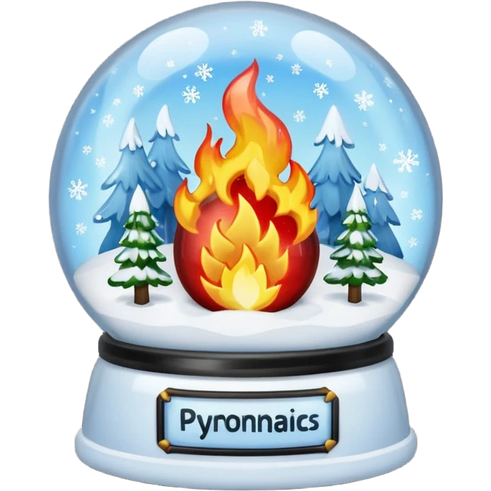 Can you make snow globes  cooperative with fire and have the text pyromaniacs  emoji