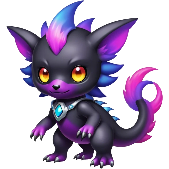 Cute cool colorful dark nebula fantasy-Digimon-animal-hybrid full body emoji