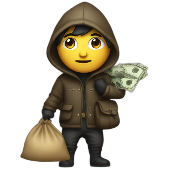 thief with money bag on the back emoji