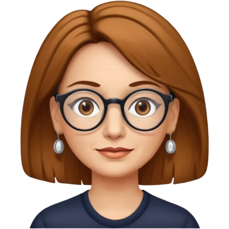 Women 50 years, brown eye and hair with glasses and rond earing emoji