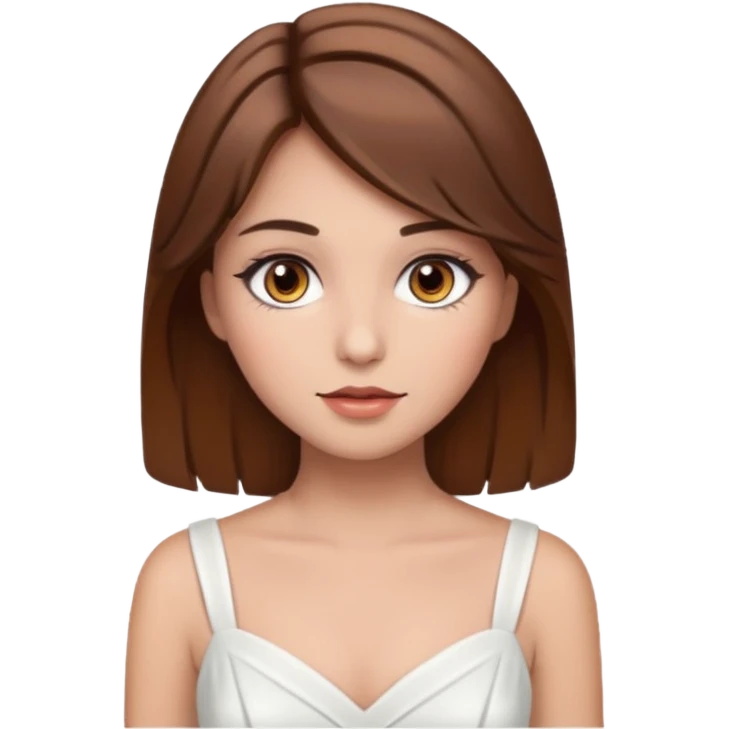Girl brown hair brown eyes make up and white dress emoji