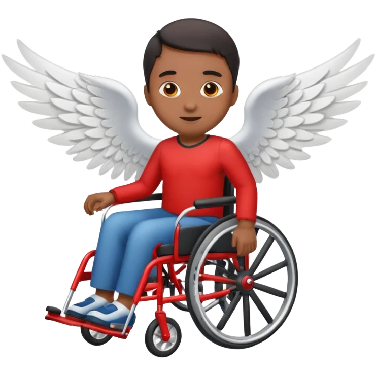 "Emoji representing mobility, speed, and overcoming obstacles, featuring a person in a red wheelchair with wings" emoji