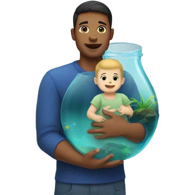 Man with baby in aquarium emoji