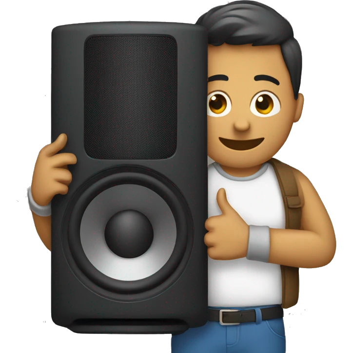 A man hugging a sound speaker emoji