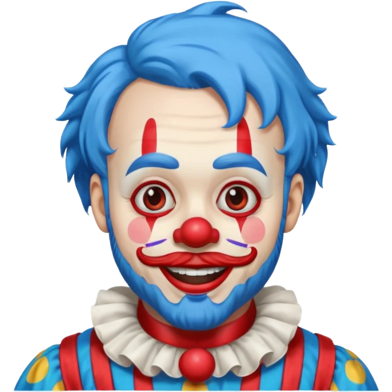 clown with beard, clown outfit, blue hair emoji