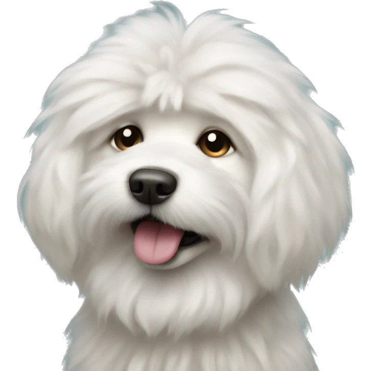 fluffy dog portrait closeup mouth closed emoji