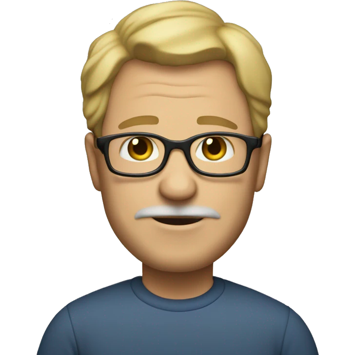 50 year old male with sandy blonde hair and glasses, no facial hair and a little overweight emoji