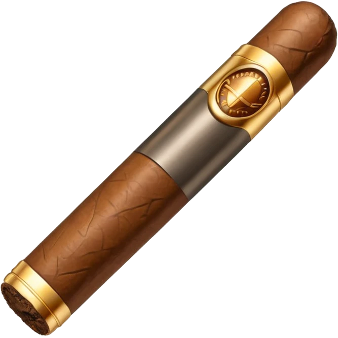 A luxury cigar emoji made of silver chrome, smooth metallic texture, minimal shape, glossy reflections, rich swag aesthetic, iOS emoji style, centered, clean white background emoji