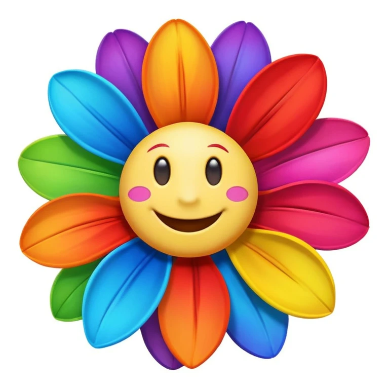 Smiling rainbow flower emoji