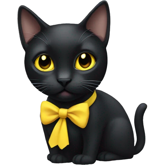 Black Cat with yellow bow tie emoji
