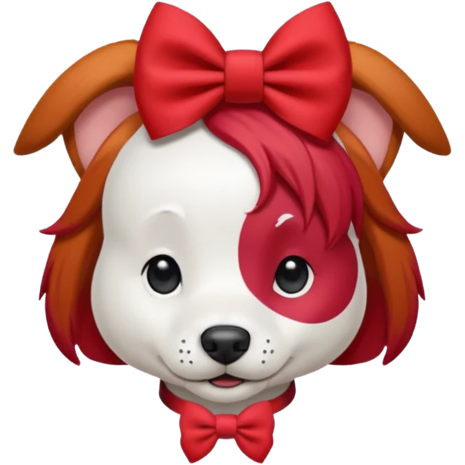 very red haired white dog with a bow on hair emoji