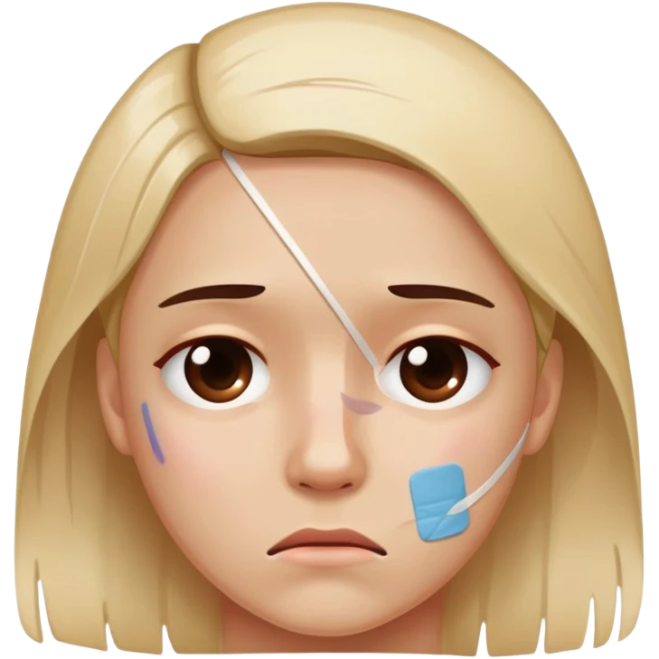 Face with bandaid and bruise showing emotional pain emoji