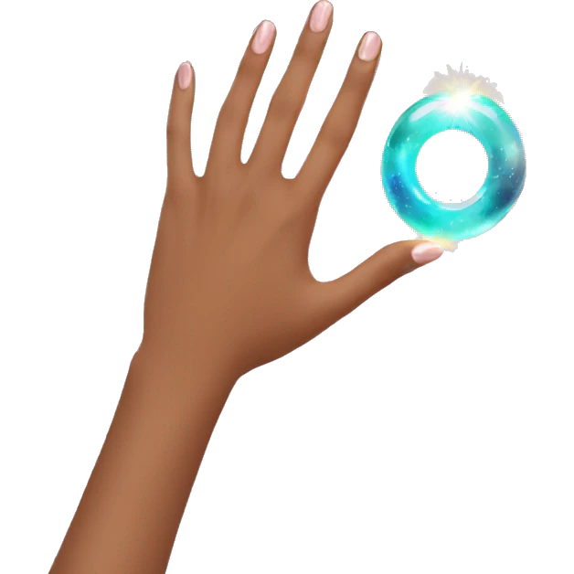 womans hand with a magical ring in the ring finger emoji