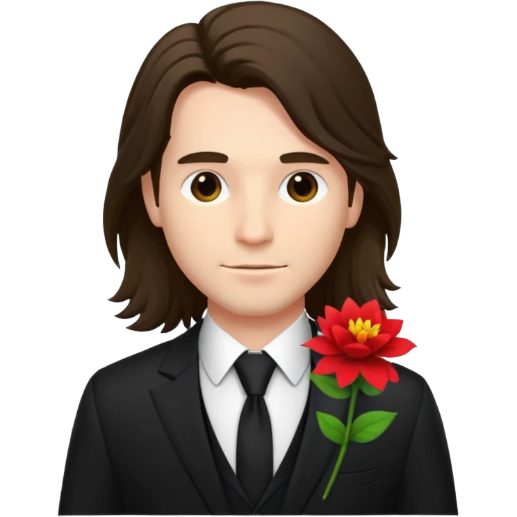 long haired man with flower in his suit pocket emoji