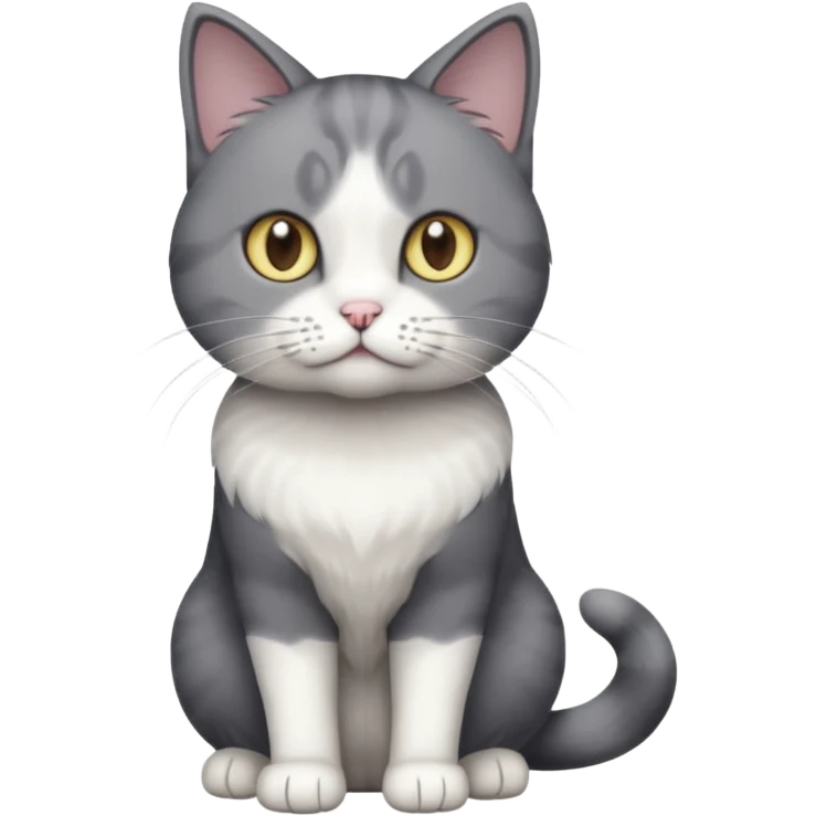 full body large short hair dark grey and white cat emoji