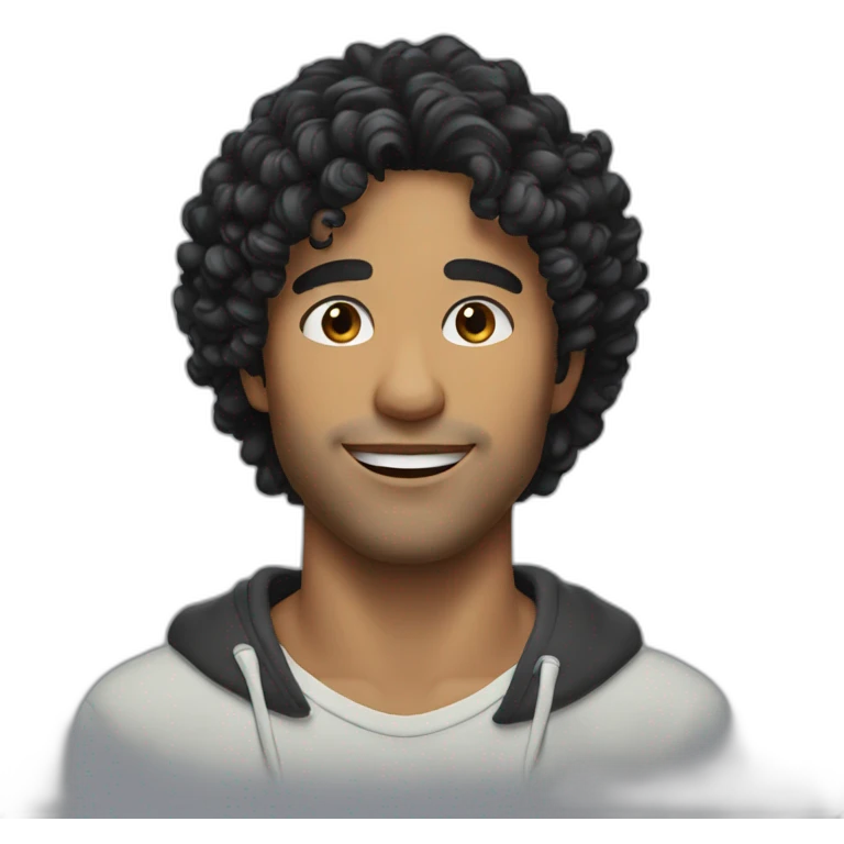 Man jaw square black curly hair emoji