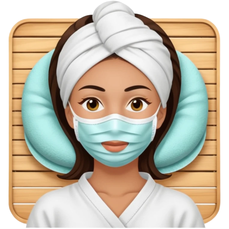 Lady with face mask spa beauty full face relaxing emoji