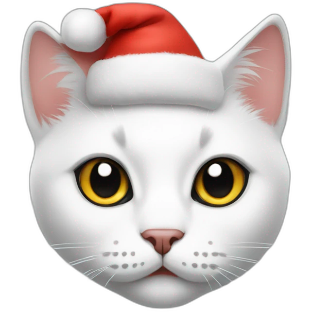 white cat with christmas hat emoji