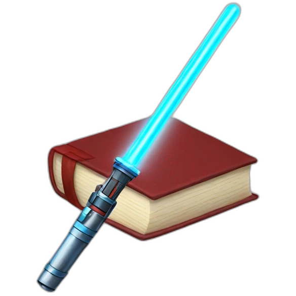 Books with blue and red lightsaber emoji