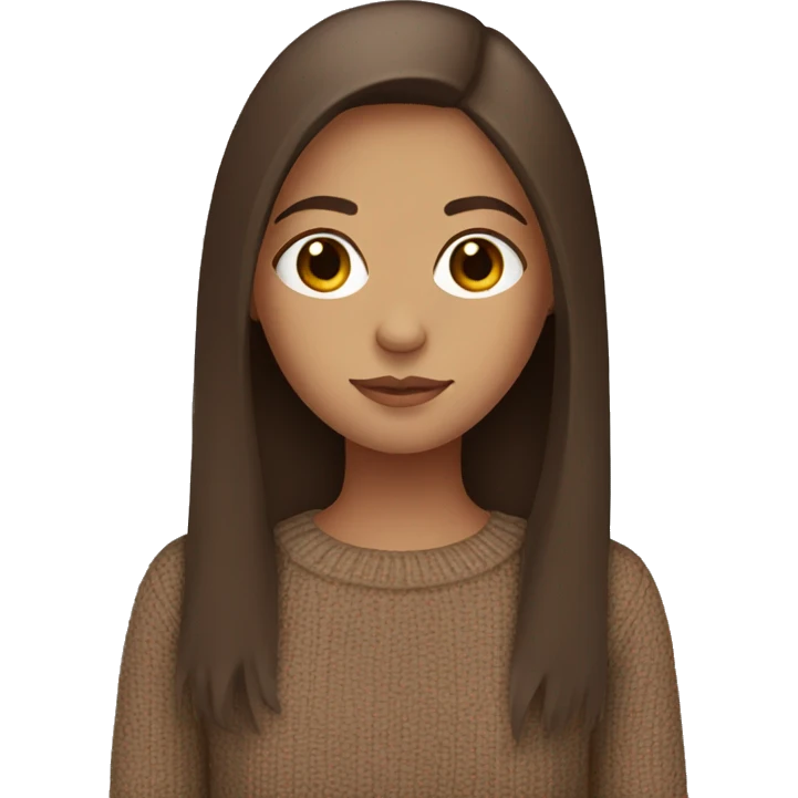 Brown straight hair girl with brown eyes and brown sweater emoji