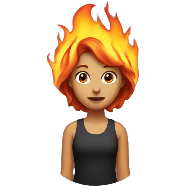 Girl with hair made of fire emoji