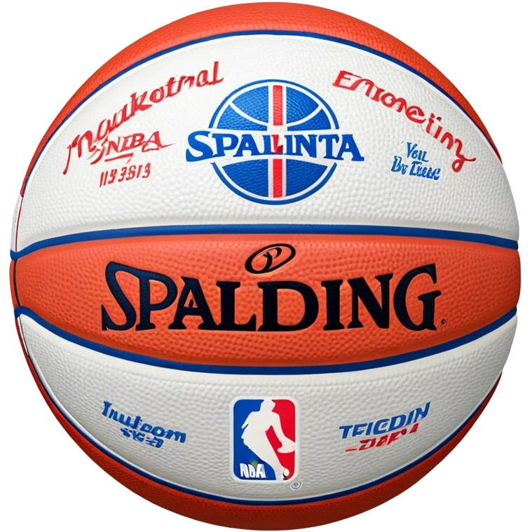 Basketball with Spalding and NBA logos, colored in white, blue, and red stripes (Russian flag colors) emoji