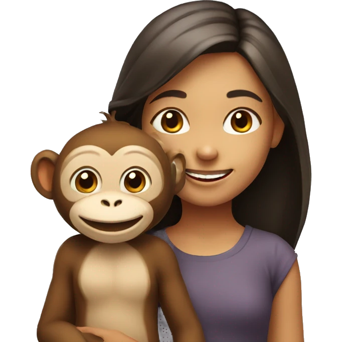 smiling girl with monkey emoji