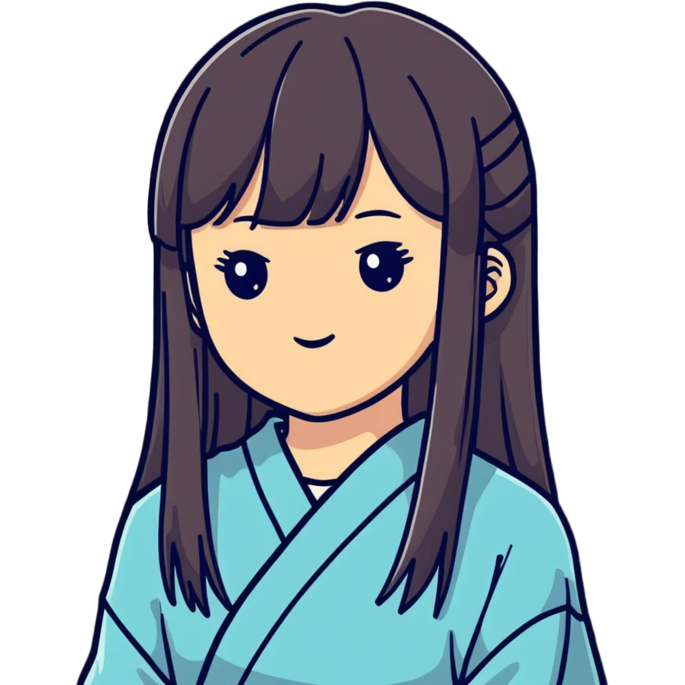 Cute Japanese girl with straight bangs and long straight hair emoji